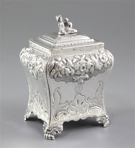 A George IV silver tea caddy and cover, by Thomas Blagden & Co, height 140mm, weight 8oz/249grams.